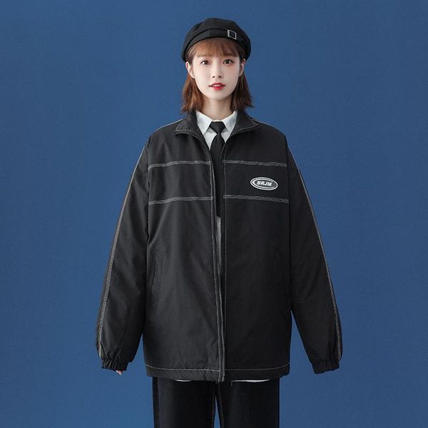 women's jackets cupnice winter baseball 2021 korean fashion japanese vintage casual loose warm black cotton parkas padded coats, Black;brown
women's jackets cupnice winter baseball 2021 korean fashion japanese vintage casual loose warm black cotton parkas padded coats, Black;brown