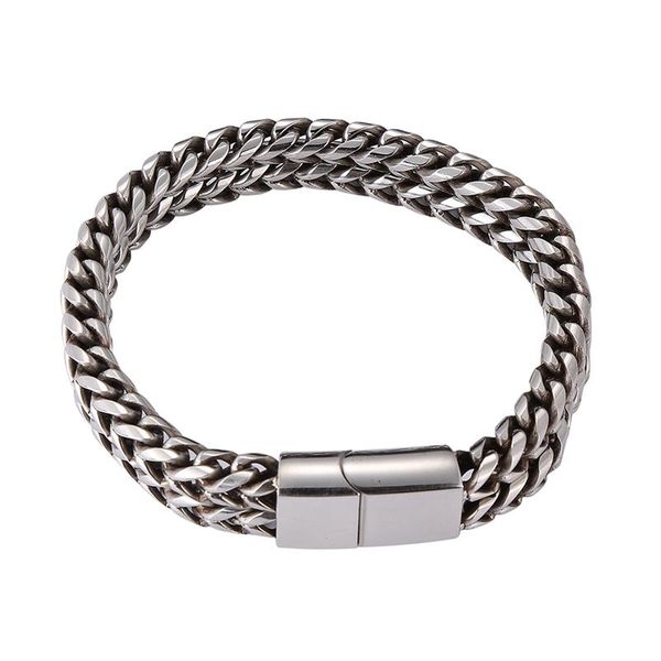link, chain fashion double layer stainless steel curb cuban link silver color bracelet for men hip hop rock jewelry gift gs0046, Black
link, chain fashion double layer stainless steel curb cuban link silver color bracelet for men hip hop rock jewelry gift gs0046, Black