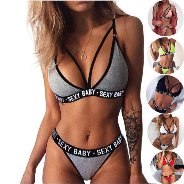 bikini set women's sports underwear girl bandage corset letter push up bra+thongs panties lingerie summer style swimwear, White;black
bikini set women's sports underwear girl bandage corset letter push up bra+thongs panties lingerie summer style swimwear, White;black