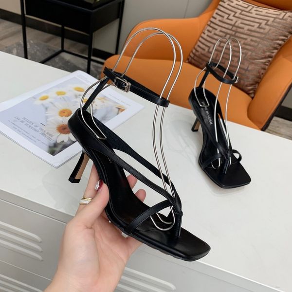2021 fashion dress shoes ladies high heels exquisite and comfortable strap leather material 1, Black