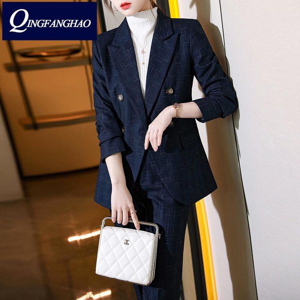 women's two piece pants autumn and winter fashion temperament slim korean ladies business wear small suit formal overalls yje, White 
women's two piece pants autumn and winter fashion temperament slim korean ladies business wear small suit formal overalls yje, White