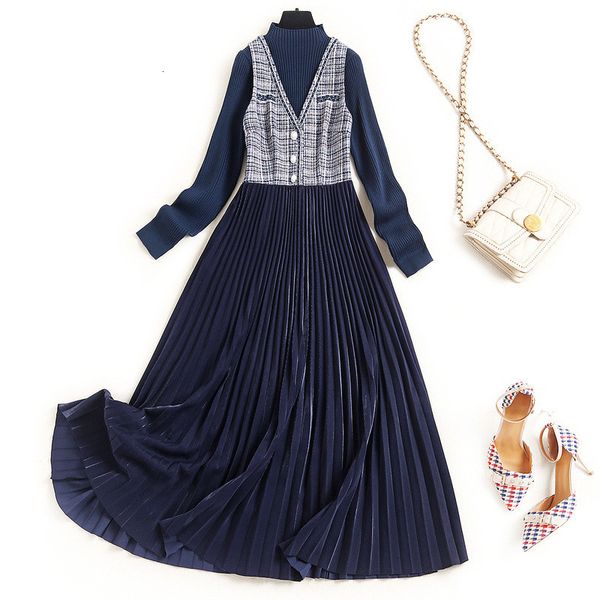 two piece dress autumn women's clothing long sleeves sweater and plaid slices plied dress elegant from vintage office party jdss, White
two piece dress autumn women's clothing long sleeves sweater and plaid slices plied dress elegant from vintage office party jdss, White