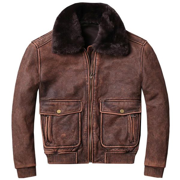 men's leather & faux 2021 vintage brown men pilot jacket wool collar plus size xxxxxl genuine thick cowhide military flight coat, Black
men's leather & faux 2021 vintage brown men pilot jacket wool collar plus size xxxxxl genuine thick cowhide military flight coat, Black