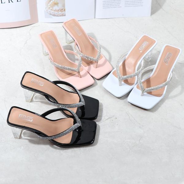 slippers women's shoes 2021 summer clip toe flip flop high heel sandals transparent rhinestone fashion banquet 7cm, Black
slippers women's shoes 2021 summer clip toe flip flop high heel sandals transparent rhinestone fashion banquet 7cm, Black