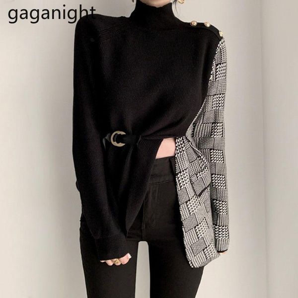 gaganight chic korean women knitted sweater vintage patchwork plaid lace up turtleneck sweaters spring autumn femme pullovers women's, White;black
gaganight chic korean women knitted sweater vintage patchwork plaid lace up turtleneck sweaters spring autumn femme pullovers women's, White;black
