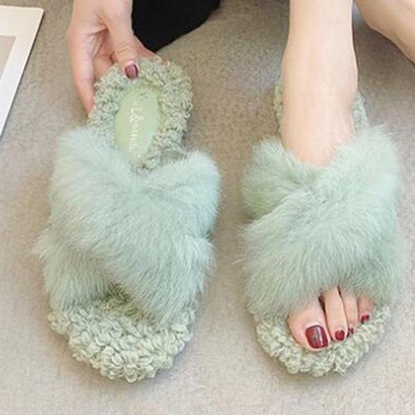 slippers 2021 women warm winter hair female cross belt fashion wear thick platform soft fur flat slides shoes s741, Black
slippers 2021 women warm winter hair female cross belt fashion wear thick platform soft fur flat slides shoes s741, Black
