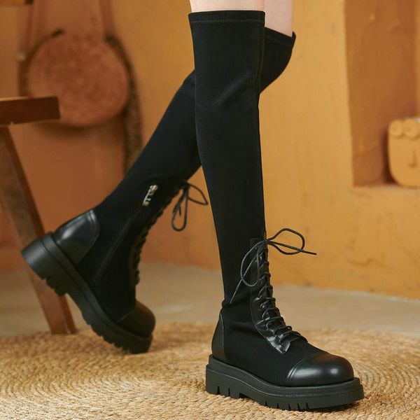 boots over the knee for women genuine leather cross tied shoes woman heels 2021 fall winter night club high, Black
boots over the knee for women genuine leather cross tied shoes woman heels 2021 fall winter night club high, Black