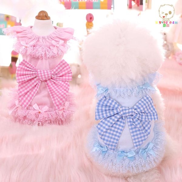 the dog clothes mko macow plaid bow baby teddy yorkshire dog dress