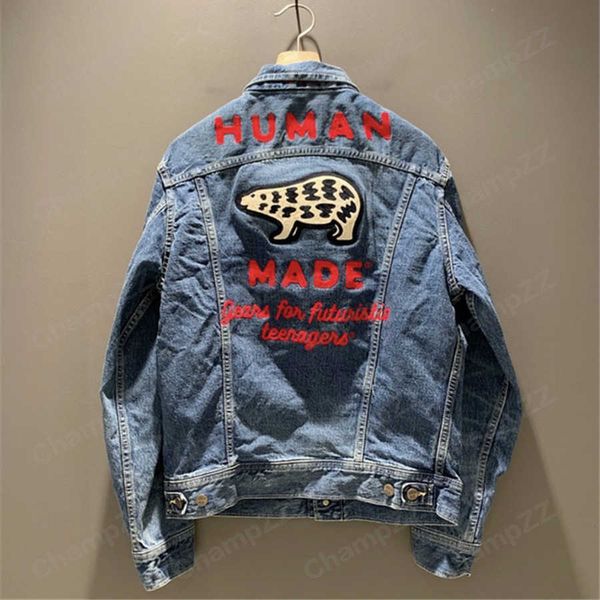 men's jackets embroidered polar bear human made denim work men women streetwear cowboy jean jacket gqvx 853f, Black;brown 
men's jackets embroidered polar bear human made denim work men women streetwear cowboy jean jacket gqvx 853f, Black;brown