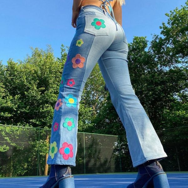 women's jeans high waist colorful flowers long pants straight wide leg vintage flare trousers loose harajuku streetwear t6, Blue
women's jeans high waist colorful flowers long pants straight wide leg vintage flare trousers loose harajuku streetwear t6, Blue