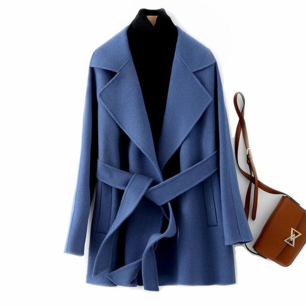 women's wool & blends high-end autumn winter double-sided cashmere coat women mid-length blue warm woolen woman clothing j53, Black
women's wool & blends high-end autumn winter double-sided cashmere coat women mid-length blue warm woolen woman clothing j53, Black