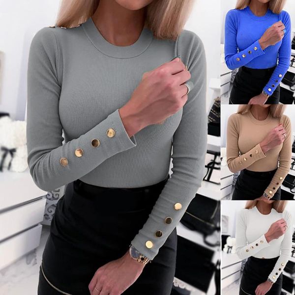 women's t-shirt slim shirts women autumn winter pullover solid color buttons cuff base shirt o-neck office lady t-shirts plus size, White
women's t-shirt slim shirts women autumn winter pullover solid color buttons cuff base shirt o-neck office lady t-shirts plus size, White