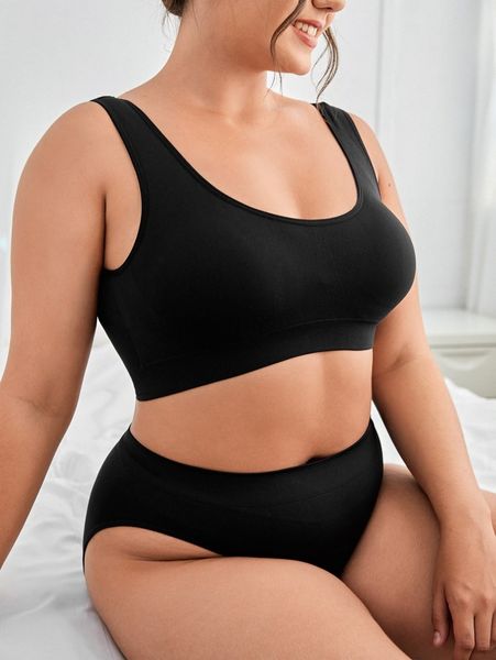 plus solid tank lingerie set e5e8#, Black;white
plus solid tank lingerie set e5e8#, Black;white