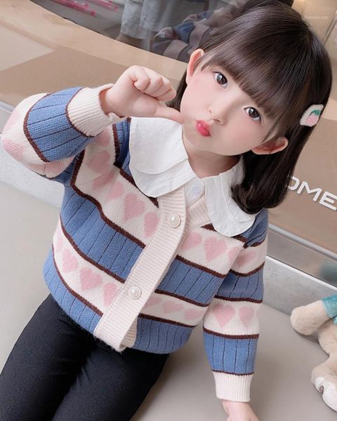 jackets children's girls clothes sweaters 2021 autumn and winter striped love knitted cardigan kids jacket 1-6 yeas1, Blue;gray
jackets children's girls clothes sweaters 2021 autumn and winter striped love knitted cardigan kids jacket 1-6 yeas1, Blue;gray