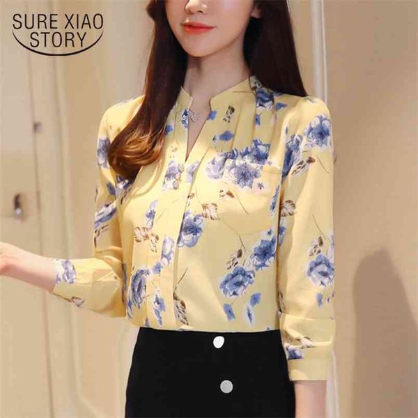 fashion blouses female long sleeve print chiffon women blouse shirt feminine shirts blusas z0001 40 210506, White