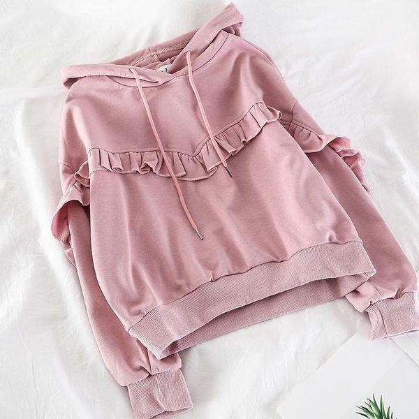 women's hoodies & sweatshirts ruffles hooded sports sweatshirt loose female pullover korean style autumn casual fashion top, Black
women's hoodies & sweatshirts ruffles hooded sports sweatshirt loose female pullover korean style autumn casual fashion top, Black