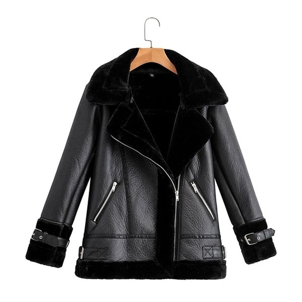 aibeautyer autumn winter female outwear casaco feminino coat women pu faux soft leather black white sheepskin fur jacket 211108
aibeautyer autumn winter female outwear casaco feminino coat women pu faux soft leather black white sheepskin fur jacket 211108