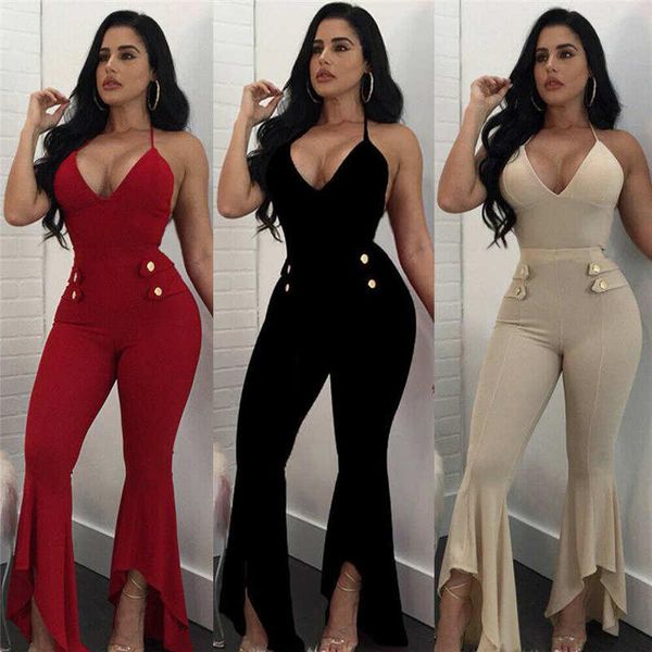 women's jumpsuits & rompers women summer deep v-neck sleeveless jumpsuit solid color button decorated, Black;white
women's jumpsuits & rompers women summer deep v-neck sleeveless jumpsuit solid color button decorated, Black;white