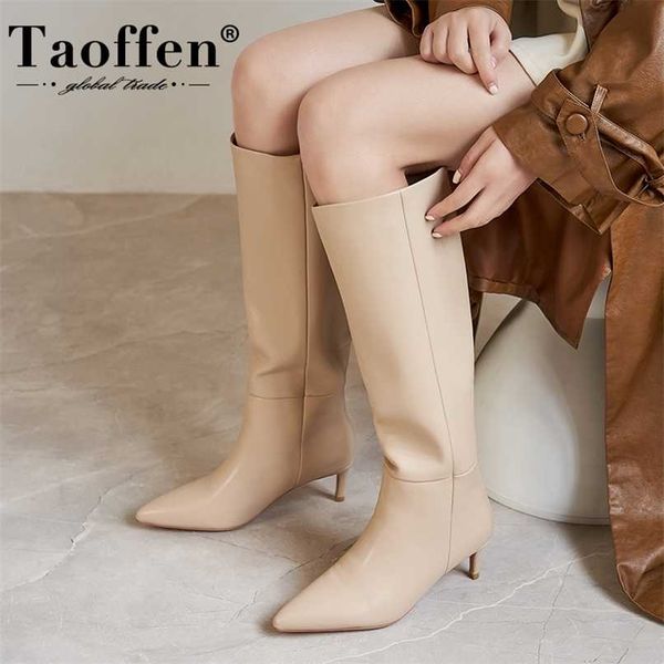 taoffen women knee high boots real leather pointed toe thin heel slip on party club winter ladies footwear size 33-43 211217, Black
taoffen women knee high boots real leather pointed toe thin heel slip on party club winter ladies footwear size 33-43 211217, Black