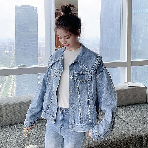 women's jackets women fashion sailor collar single-breasted heavy work beaded loose denim short jacket casual chaqueta mujer autumn, Black;brown
women's jackets women fashion sailor collar single-breasted heavy work beaded loose denim short jacket casual chaqueta mujer autumn, Black;brown