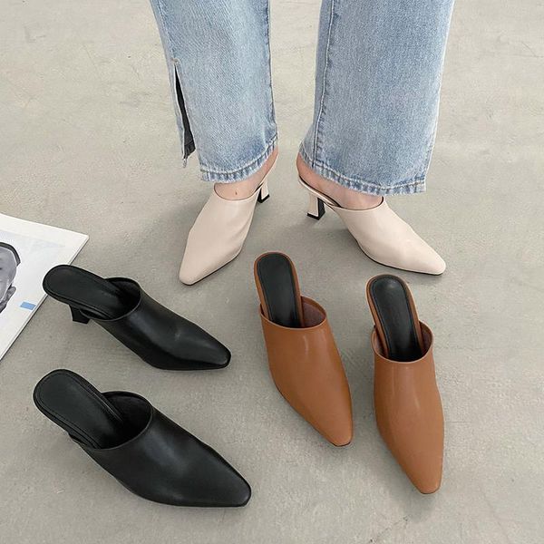 slippers fashion women mules shoes pointed toe simple style shallow slip on flip flops thin high heels pumps brown, Black
slippers fashion women mules shoes pointed toe simple style shallow slip on flip flops thin high heels pumps brown, Black