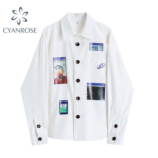 womens fashion blouse spliced single breasted lapel long sleeve spring white shirt lady oversized cardigan loose blusa 210430
womens fashion blouse spliced single breasted lapel long sleeve spring white shirt lady oversized cardigan loose blusa 210430