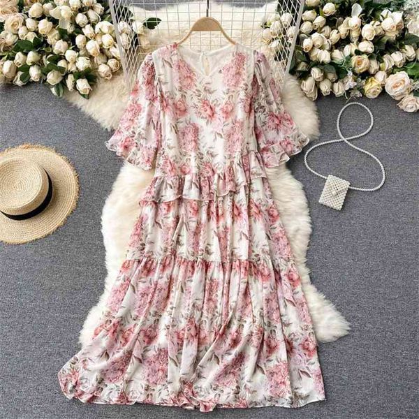 women floral print half sleeve summer dress casual o-neck ruffles chiffon es boho style loose vintage party beach 210603, Black;gray
women floral print half sleeve summer dress casual o-neck ruffles chiffon es boho style loose vintage party beach 210603, Black;gray