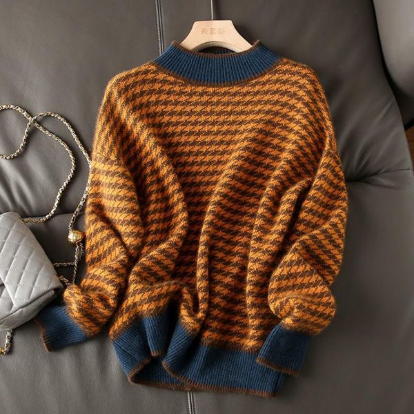 women's sweaters fashion cashmere sweater loose slim half turtleneck fall winter 2021 striped, White;black
women's sweaters fashion cashmere sweater loose slim half turtleneck fall winter 2021 striped, White;black