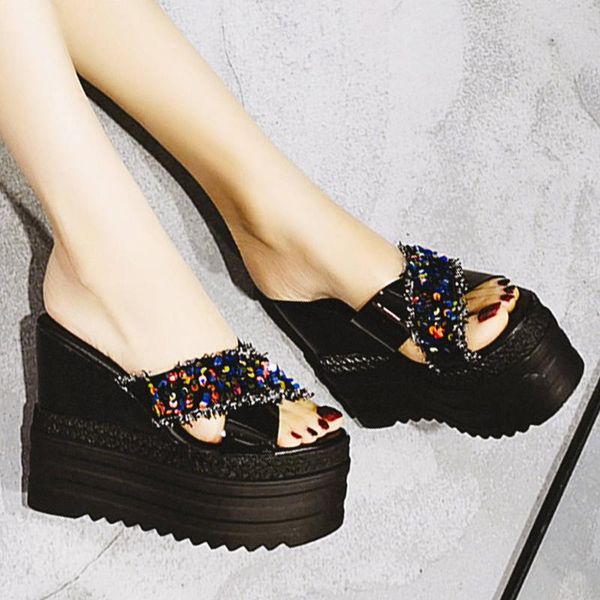 slippers doratasia sequined fashion platform wedges shoes women leisure high heels sandal, Black
slippers doratasia sequined fashion platform wedges shoes women leisure high heels sandal, Black
