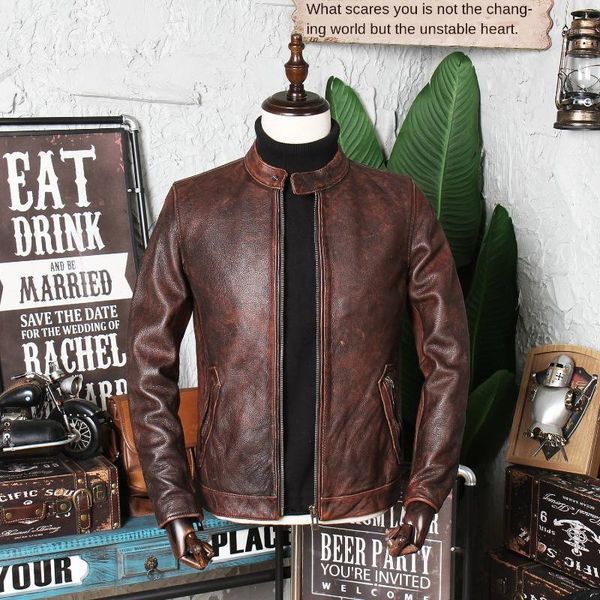 men's leather & faux genuine clothes jacket handsome head layer pure thick nappa stand collar/short cow, Black
men's leather & faux genuine clothes jacket handsome head layer pure thick nappa stand collar/short cow, Black