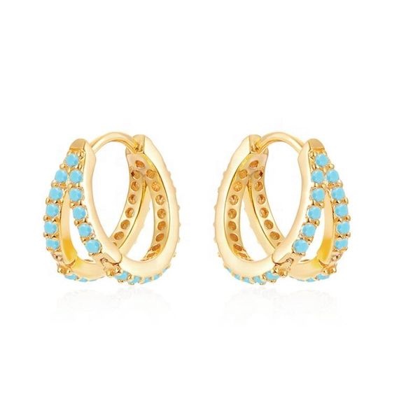 hoop & huggie original brand hip hop wholesale jewelry gold plated sterling silver 925 zirconia turquoise color earring, Golden;silver
hoop & huggie original brand hip hop wholesale jewelry gold plated sterling silver 925 zirconia turquoise color earring, Golden;silver