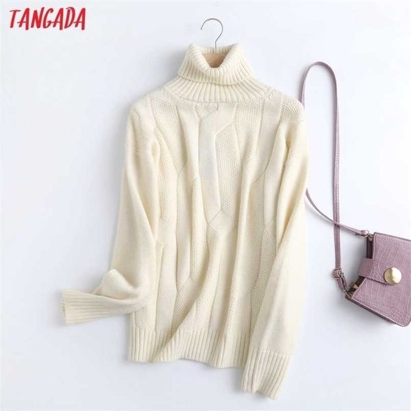 tangada women beige woolen turtleneck knitted sweater jumper female elegant pullovers chic 6d70 211103, White;black
tangada women beige woolen turtleneck knitted sweater jumper female elegant pullovers chic 6d70 211103, White;black
