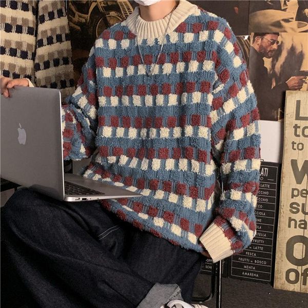 men's sweaters autumn winter plaid sweater men warm fashion retro knitted pullover loose casual long-sleeved mens jumper clothes, White;black
men's sweaters autumn winter plaid sweater men warm fashion retro knitted pullover loose casual long-sleeved mens jumper clothes, White;black