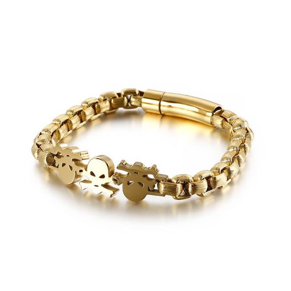 link, chain 316l stainless steel fashion accessories european and american simple creative hip-hop style skull men titanium bracelet, Black
link, chain 316l stainless steel fashion accessories european and american simple creative hip-hop style skull men titanium bracelet, Black