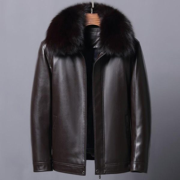 men's leather & faux middle aged and old detachable liner nick fur one short jacket, Black
men's leather & faux middle aged and old detachable liner nick fur one short jacket, Black