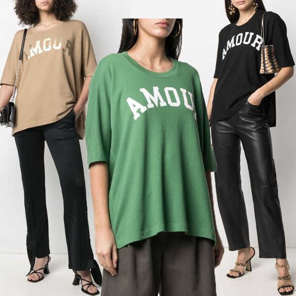 women's t-shirt 21 summer new french minority zv letter printed amour bronzed loose thin tripe fabric short sleeve t-shirt, White
women's t-shirt 21 summer new french minority zv letter printed amour bronzed loose thin tripe fabric short sleeve t-shirt, White