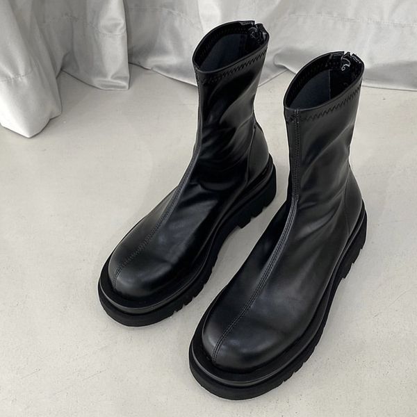 korean minority women 2021 autumn winter dark fashion elastic versatile round head thick bottom zipper thin short boots, Black
korean minority women 2021 autumn winter dark fashion elastic versatile round head thick bottom zipper thin short boots, Black