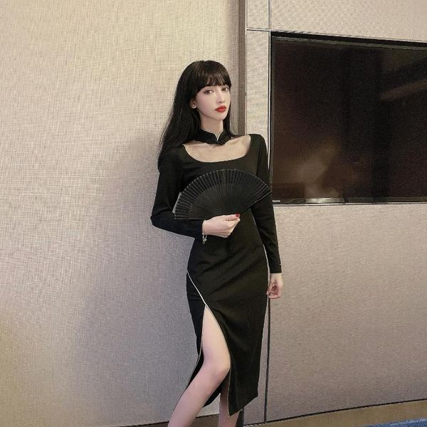 anglo-american restoring ancient ways the spring and autumn period long sleeve improved cheongsam female waist casual dresses, Black;gray
anglo-american restoring ancient ways the spring and autumn period long sleeve improved cheongsam female waist casual dresses, Black;gray