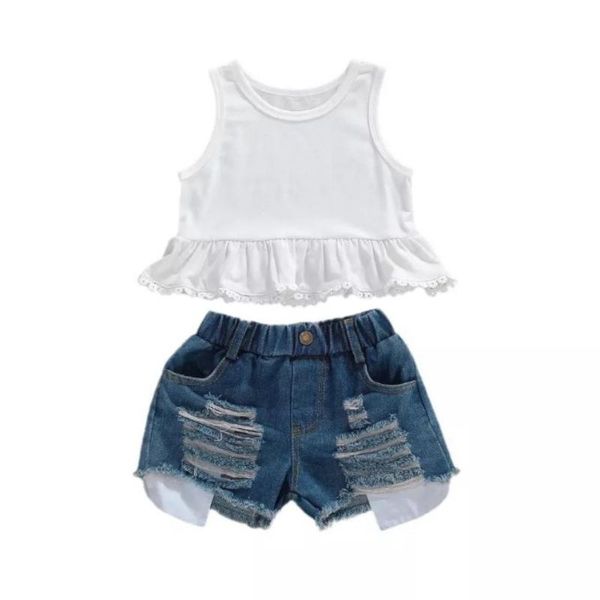 summer baby kids girls clothes outfits little girl white lace denim shorts set clothing sets
summer baby kids girls clothes outfits little girl white lace denim shorts set clothing sets