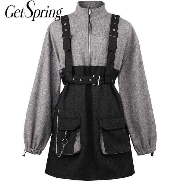getspring women dress long sleeve color matching casual dresses irregular loose short fashion 210601, Black;gray
getspring women dress long sleeve color matching casual dresses irregular loose short fashion 210601, Black;gray
