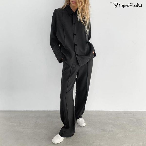 women's two piece pants plain black mnealways18 2 suits women breasted shirts and zipper wide leg sets casual office suit lady, White
women's two piece pants plain black mnealways18 2 suits women breasted shirts and zipper wide leg sets casual office suit lady, White