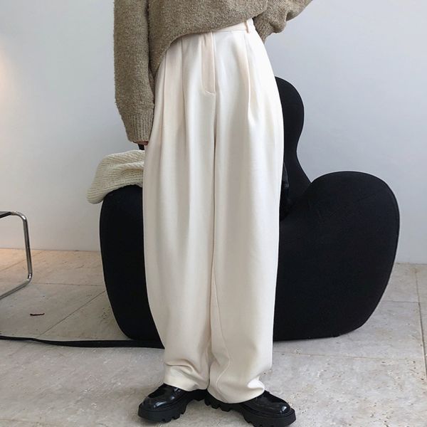 women's pants & capris wool high waist wide leg autumn winter thick loose casual slacks gvuo, Black;white
women's pants & capris wool high waist wide leg autumn winter thick loose casual slacks gvuo, Black;white