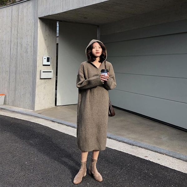 casual dresses women sweater dress autumn winter knitted vestidos loose lazy style hooded knit robe thick warm plus size 4xl r57s, Black;gray
casual dresses women sweater dress autumn winter knitted vestidos loose lazy style hooded knit robe thick warm plus size 4xl r57s, Black;gray