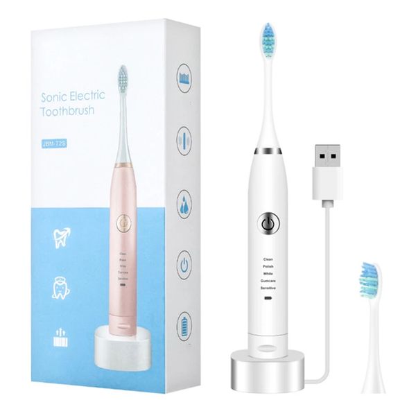 electric toothbrush waterproof usb rechargeable tooth brushes 5 modes adjustable whitening teeth brush - white
electric toothbrush waterproof usb rechargeable tooth brushes 5 modes adjustable whitening teeth brush - white