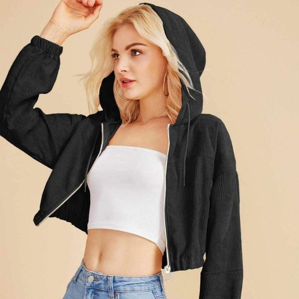 women's hoodies & sweatshirts women corduroy zip-up autumn winter womens pockets slim crop jacket female clothes drawstring hoody sweat, Black
women's hoodies & sweatshirts women corduroy zip-up autumn winter womens pockets slim crop jacket female clothes drawstring hoody sweat, Black