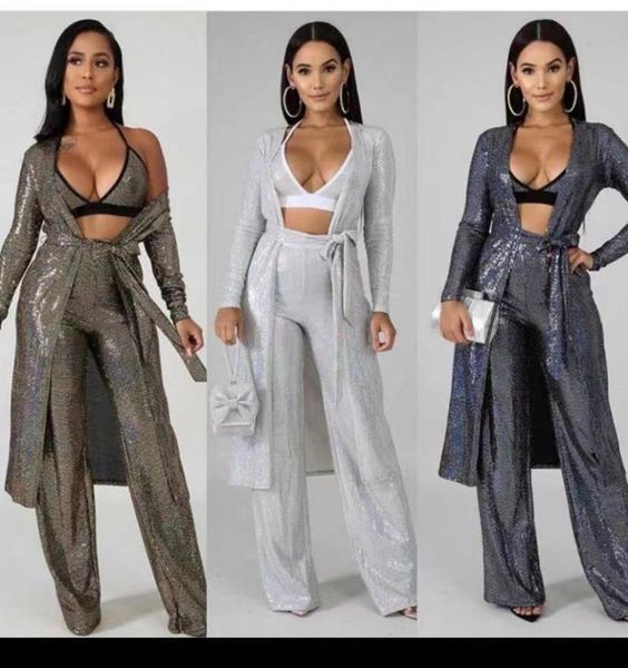 women's two piece pants 2021 design 3 pcs women set solid sequins x-long outwear bikini and long pnats club outfits, White
women's two piece pants 2021 design 3 pcs women set solid sequins x-long outwear bikini and long pnats club outfits, White