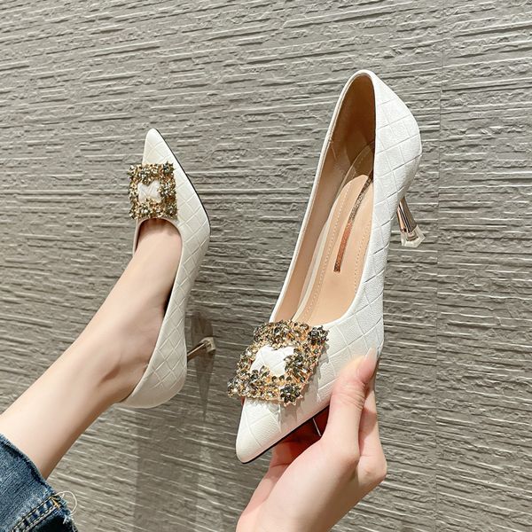 7333- white high women's thin heels autumn and winter 2021 pointed square buckle shallow mouth single sho women, Black
7333- white high women's thin heels autumn and winter 2021 pointed square buckle shallow mouth single sho women, Black
