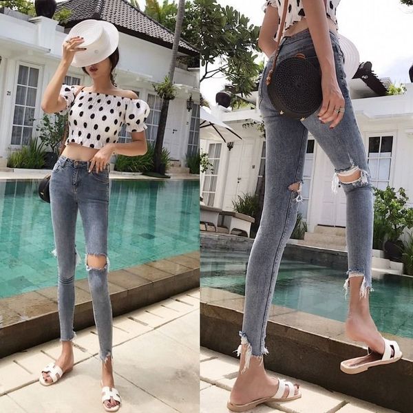 kog899 light blue dark gray ripped jeans female spring han edition of tall waist stretch tight pants students show foot trous
kog899 light blue dark gray ripped jeans female spring han edition of tall waist stretch tight pants students show foot trous
