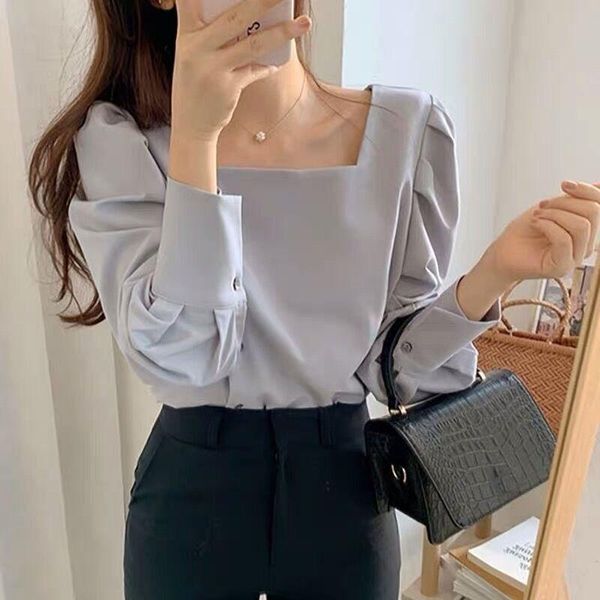 women's t-shirt 2021 spring and autumn design sense sneaky western style lantern sleeve retro square collar long, White
women's t-shirt 2021 spring and autumn design sense sneaky western style lantern sleeve retro square collar long, White
