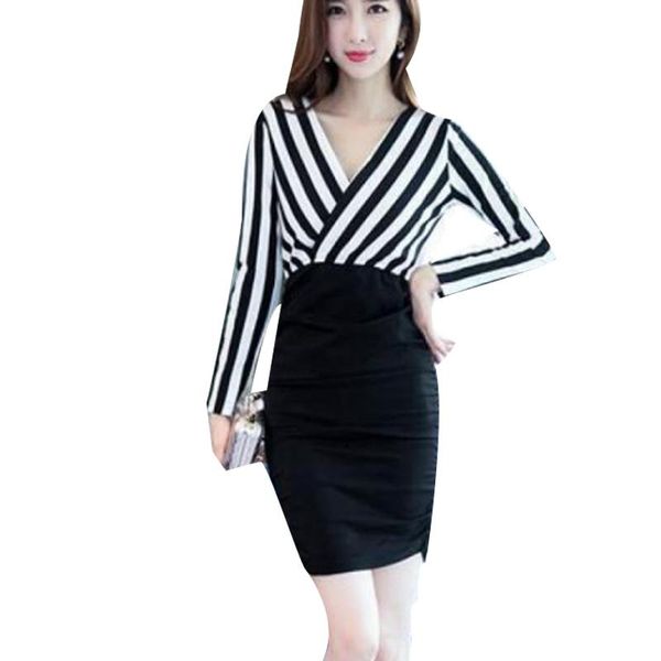 women's spring summer style dress v-neck striped temperament elegant slim ss1398 casual dresses, Black;gray
women's spring summer style dress v-neck striped temperament elegant slim ss1398 casual dresses, Black;gray